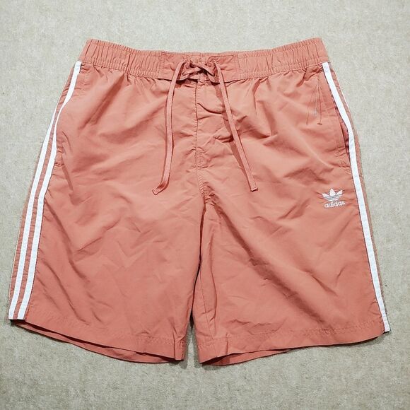 Adidas 3 Striped Pull On Board Swim Athletic Mens Shorts #2 - Picture 1 of 5